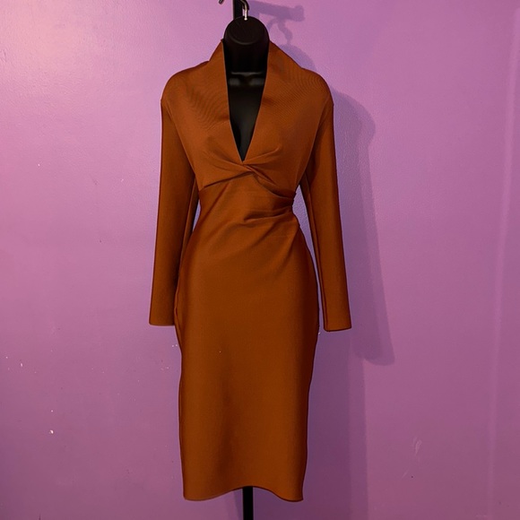 Sharp Bodycon Dress, Rust/Orange - Picture 1 of 5